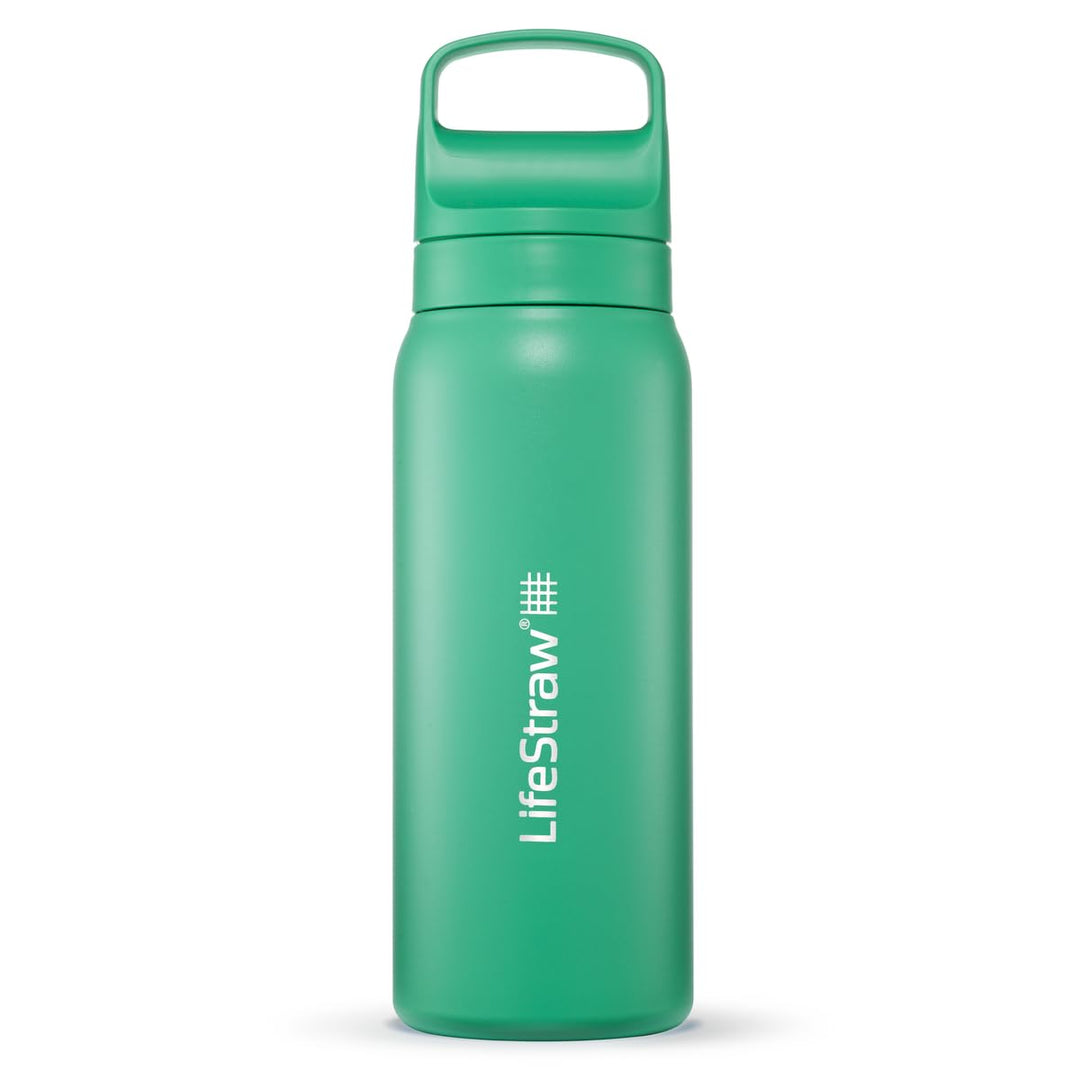 LifeStraw Go Series – Insulated Stainless Steel Water Filter Bottle for Travel and Everyday use removes Bacteria, parasites and microplastics, Improves Taste