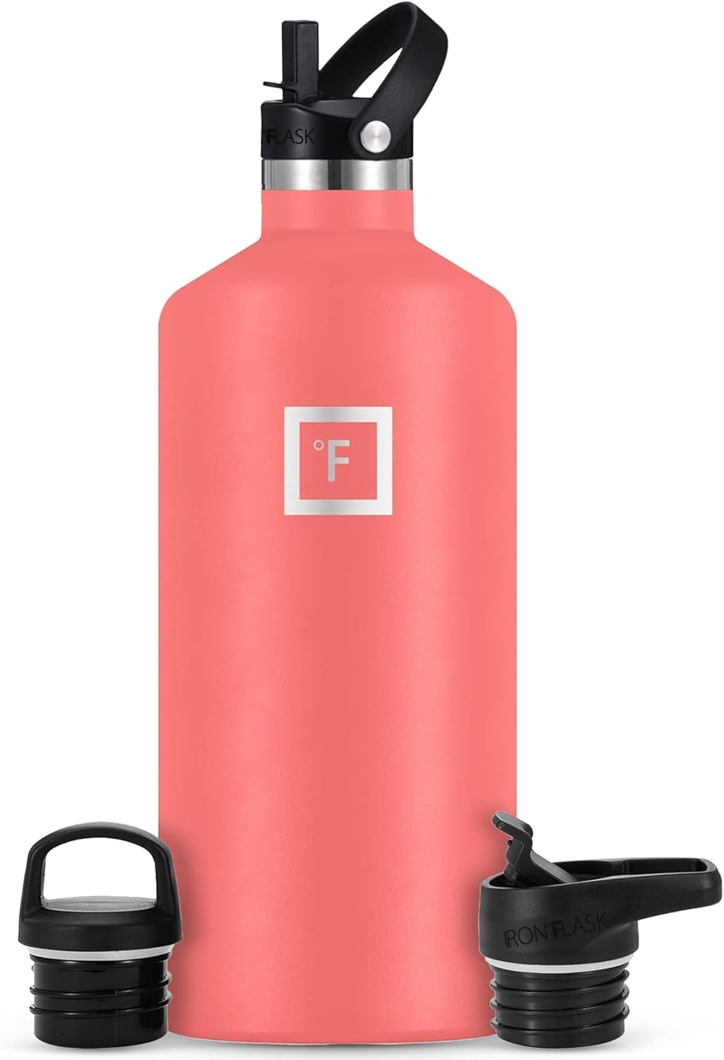 IRON °FLASK Camping &amp; Hiking Hydration Canteen - 24/32 oz with 3 Lids - Insulated Water Bottle with Straw - Double Walled Stainless Steel - Vacuum Leak Proof BPA Free - Travel Sports Gym Flask