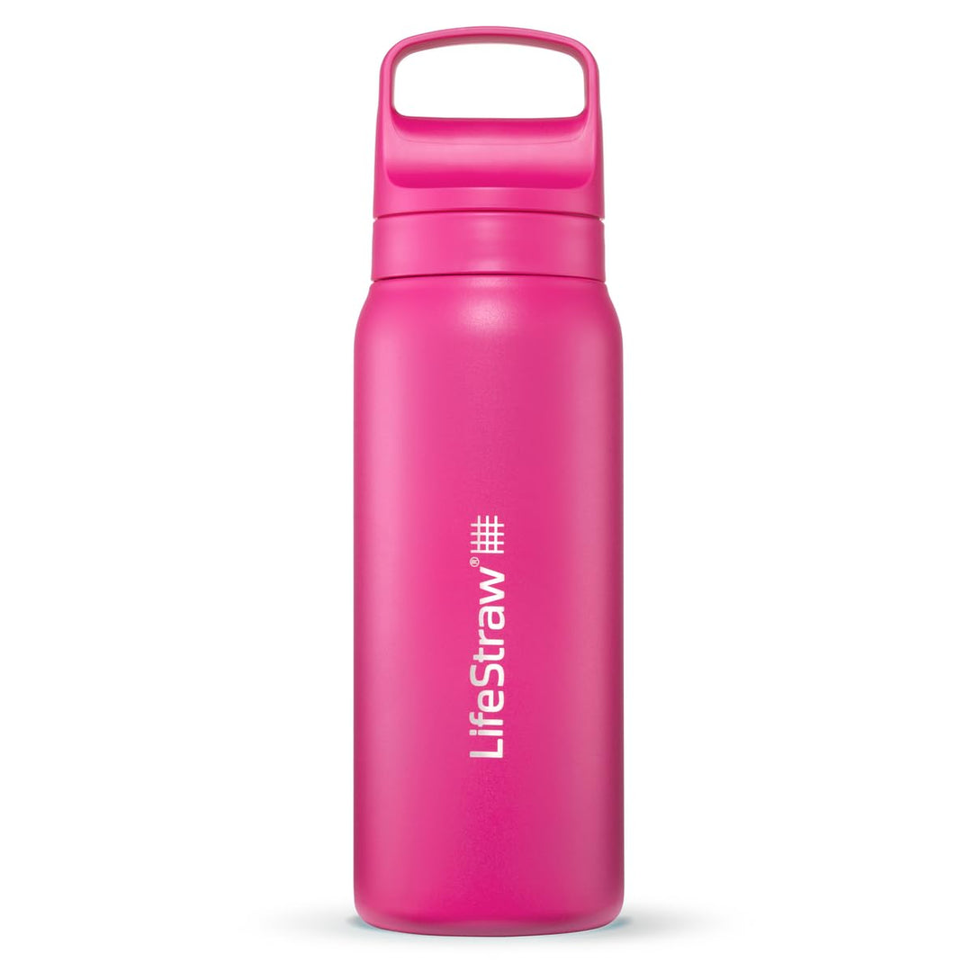 LifeStraw Go Series – Insulated Stainless Steel Water Filter Bottle for Travel and Everyday use removes Bacteria, parasites and microplastics, Improves Taste