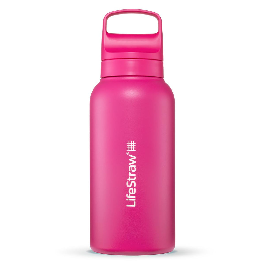 LifeStraw Go Series – Insulated Stainless Steel Water Filter Bottle for Travel and Everyday use removes Bacteria, parasites and microplastics, Improves Taste
