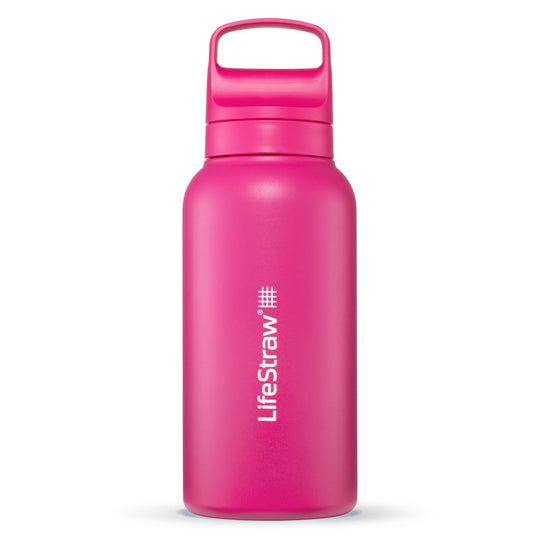 LifeStraw Go Series – Insulated Stainless Steel Water Filter Bottle for Travel and Everyday use removes Bacteria, parasites and microplastics, Improves Taste