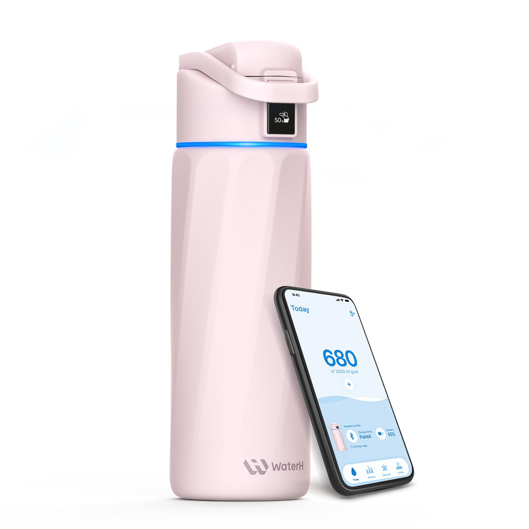 WATERH Boost Smart Water Bottle that Reminds You to Drink, BPA-Free Stainless Steel Vacuum Insulated Bottle, Wide Mouth Water Tracker Bottle with APP, Ideal for Father&