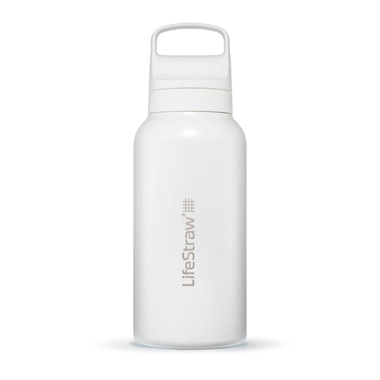 LifeStraw Go Series – Insulated Stainless Steel Water Filter Bottle for Travel and Everyday use removes Bacteria, parasites and microplastics, Improves Taste