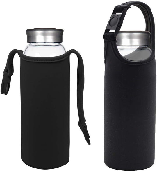 Water Bottles Carrier, DanziX 4 Pack Neoprene Sleeve Water Bottles Cup Carrier Pouch with Carrying Handle, Fit for All 16oz-21oz Water Bottle-Black, Blue, Pink, Purple