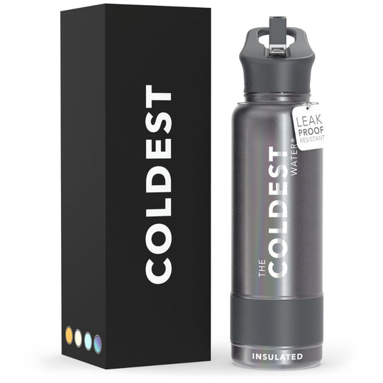 The Coldest Water COLDEST Sports Water Bottle -40 oz (Straw Lid), Leak Proof, Vacuum Insulated Stainless Steel, Hot Cold, Double Walled, Thermo Mug, Metal Canteen (40 oz, Astro Purple)