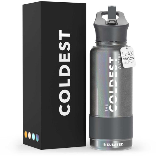 The Coldest Water COLDEST Sports Water Bottle -40 oz (Straw Lid), Leak Proof, Vacuum Insulated Stainless Steel, Hot Cold, Double Walled, Thermo Mug, Metal Canteen (40 oz, Astro Purple)