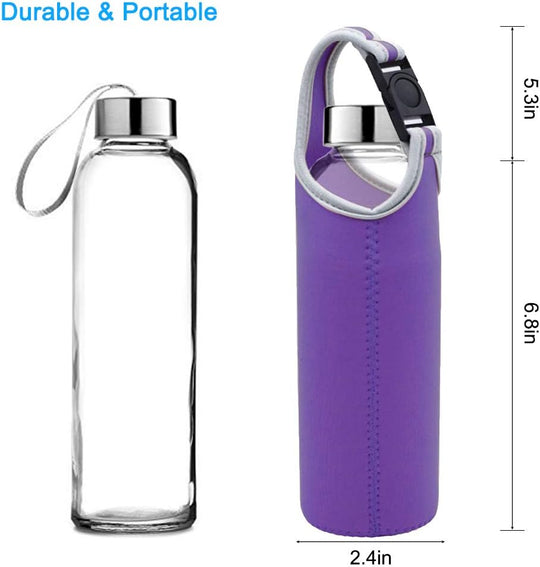 Water Bottles Carrier, DanziX 4 Pack Neoprene Sleeve Water Bottles Cup Carrier Pouch with Carrying Handle, Fit for All 16oz-21oz Water Bottle-Black, Blue, Pink, Purple