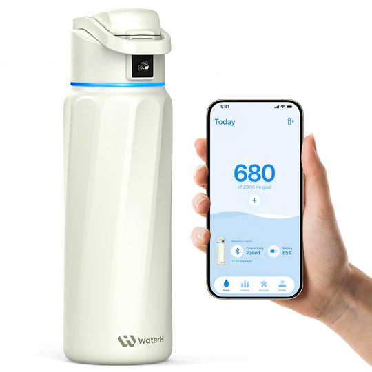 WATERH Boost Smart Water Bottle that Reminds You to Drink, BPA-Free Stainless Steel Vacuum Insulated Bottle, Wide Mouth Water Tracker Bottle with APP, Ideal for Father&