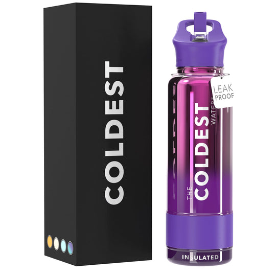 The Coldest Water COLDEST Sports Water Bottle -40 oz (Straw Lid), Leak Proof, Vacuum Insulated Stainless Steel, Hot Cold, Double Walled, Thermo Mug, Metal Canteen (40 oz, Astro Purple)