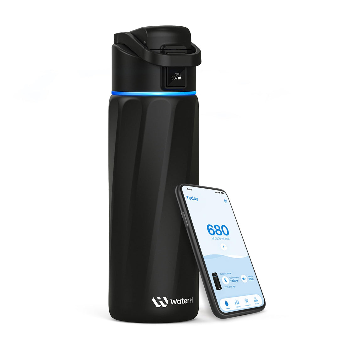 WATERH Boost Smart Water Bottle that Reminds You to Drink, BPA-Free Stainless Steel Vacuum Insulated Bottle, Wide Mouth Water Tracker Bottle with APP, Ideal for Father&