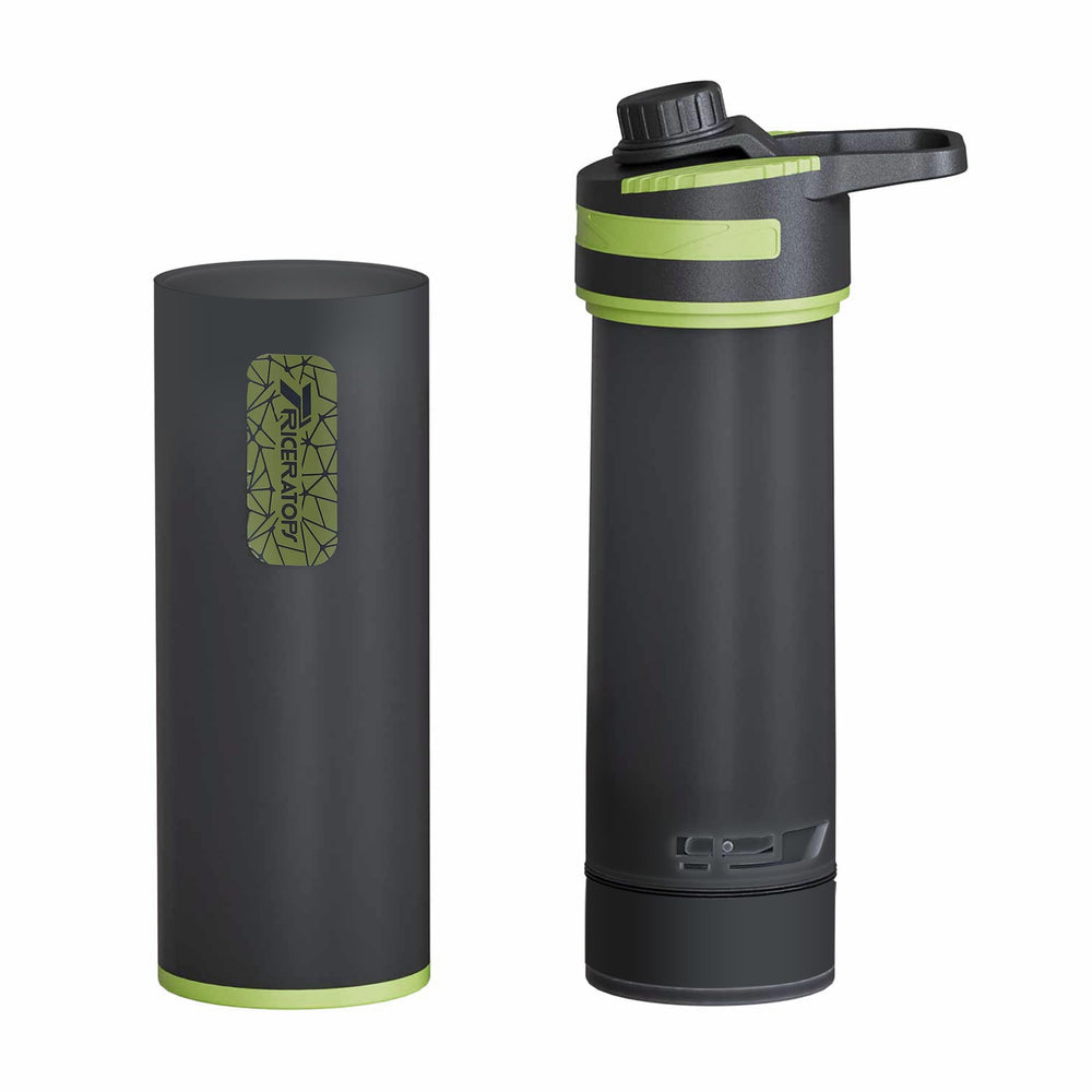Filter Water Bottle 800ml - Press Water Purification System with Microplastics Water Filter, Portable for Camping, Hiking & Emergency Survival (Dark Gray)