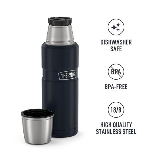 Thermos Stainless King 16 Ounce Compact Bottle, Stainless Steel, Gray