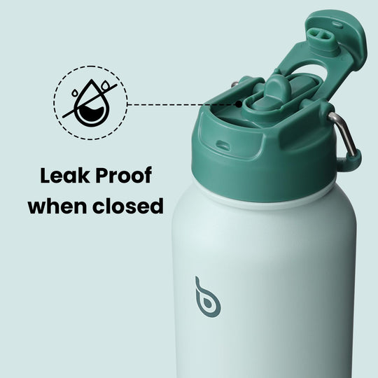 BOTTLE BOTTLE Insulated Water Bottle 950ml(32oz) Stainless Steel Sports Water Bottles with Straw Dual-use Lid Drink Flask Design for Gym with Pill Box (denim beats)
