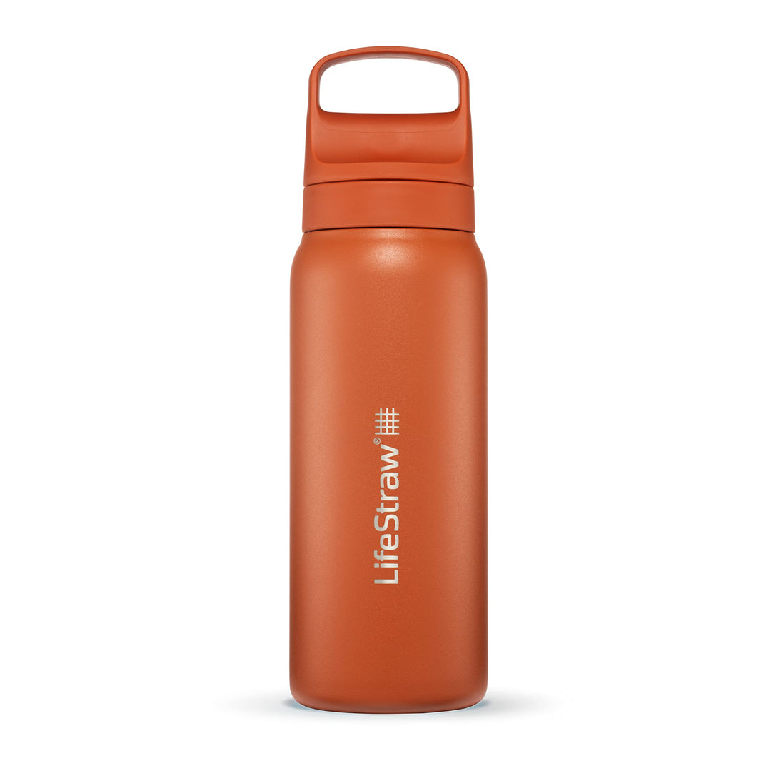 LifeStraw Go Series – Insulated Stainless Steel Water Filter Bottle for Travel and Everyday use removes Bacteria, parasites and microplastics, Improves Taste