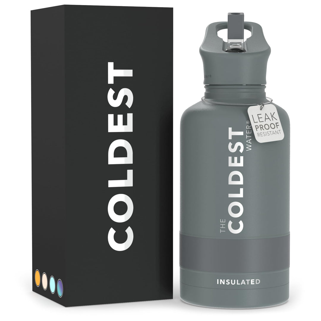 The Coldest Water COLDEST Sports Water Bottle -40 oz (Straw Lid), Leak Proof, Vacuum Insulated Stainless Steel, Hot Cold, Double Walled, Thermo Mug, Metal Canteen (40 oz, Astro Purple)