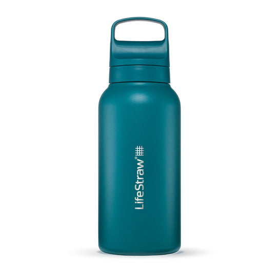 LifeStraw Go Series – Insulated Stainless Steel Water Filter Bottle for Travel and Everyday use removes Bacteria, parasites and microplastics, Improves Taste