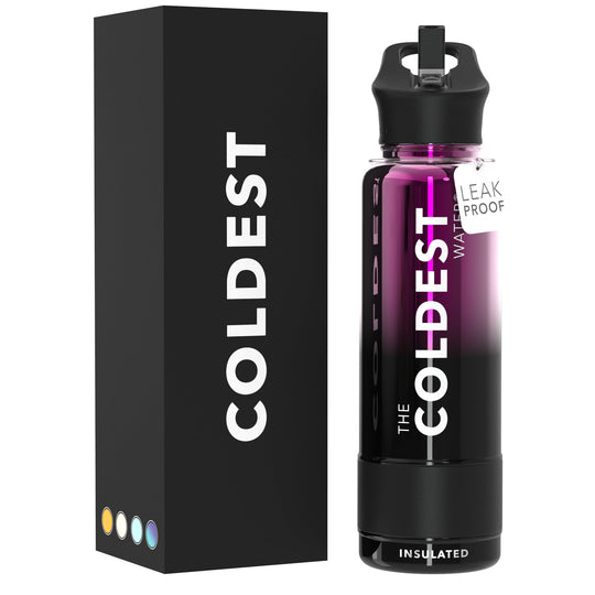 The Coldest Water COLDEST Sports Water Bottle -40 oz (Straw Lid), Leak Proof, Vacuum Insulated Stainless Steel, Hot Cold, Double Walled, Thermo Mug, Metal Canteen (40 oz, Astro Purple)