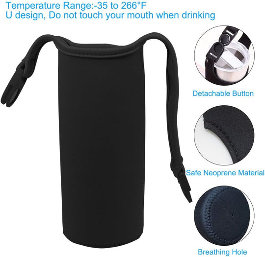 Water Bottles Carrier, DanziX 4 Pack Neoprene Sleeve Water Bottles Cup Carrier Pouch with Carrying Handle, Fit for All 16oz-21oz Water Bottle-Black, Blue, Pink, Purple