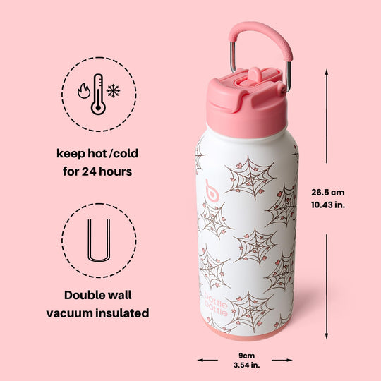 BOTTLE BOTTLE Insulated Water Bottle 950ml(32oz) Stainless Steel Sports Water Bottles with Straw Dual-use Lid Drink Flask Design for Gym with Pill Box (denim beats)