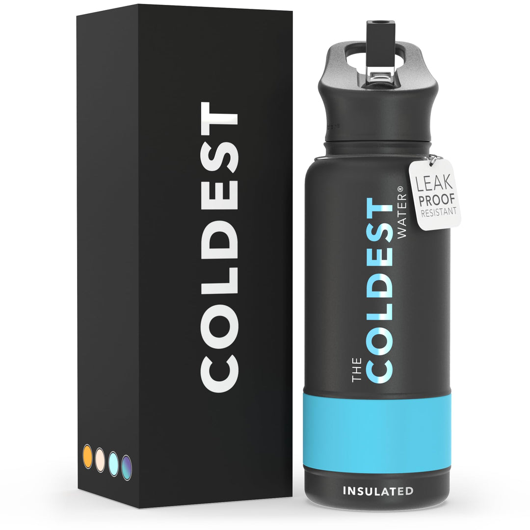 The Coldest Water COLDEST Sports Water Bottle -40 oz (Straw Lid), Leak Proof, Vacuum Insulated Stainless Steel, Hot Cold, Double Walled, Thermo Mug, Metal Canteen (40 oz, Astro Purple)