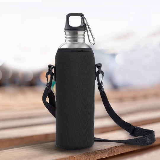Neoprene Water Bottle Carrier Bag, 1000ML/34OZ Blue Insulated Beverage Bottle Can Sleeves Covers Coolers Holder with Strap