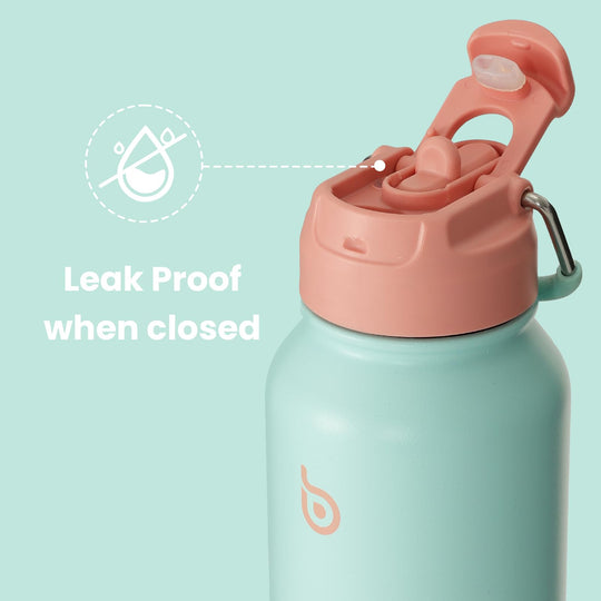 BOTTLE BOTTLE Insulated Water Bottle 950ml(32oz) Stainless Steel Sports Water Bottles with Straw Dual-use Lid Drink Flask Design for Gym with Pill Box (denim beats)