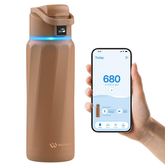WATERH Boost Smart Water Bottle that Reminds You to Drink, BPA-Free Stainless Steel Vacuum Insulated Bottle, Wide Mouth Water Tracker Bottle with APP, Ideal for Father&