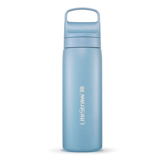 LifeStraw Go Series – Insulated Stainless Steel Water Filter Bottle for Travel and Everyday use removes Bacteria, parasites and microplastics, Improves Taste