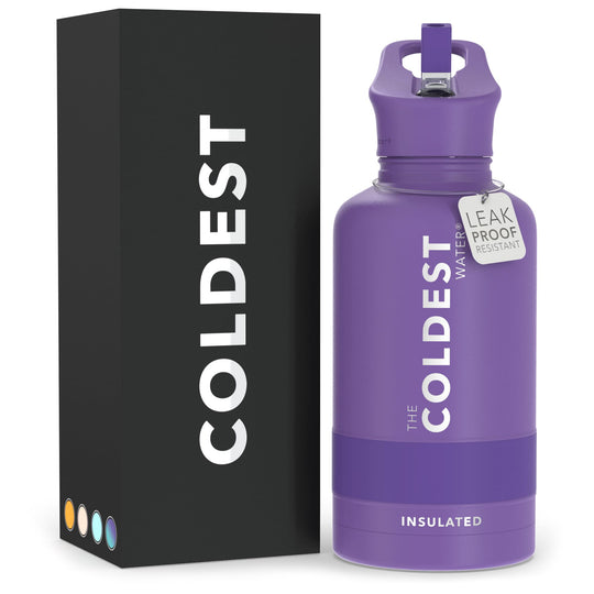 The Coldest Water COLDEST Sports Water Bottle -40 oz (Straw Lid), Leak Proof, Vacuum Insulated Stainless Steel, Hot Cold, Double Walled, Thermo Mug, Metal Canteen (40 oz, Astro Purple)