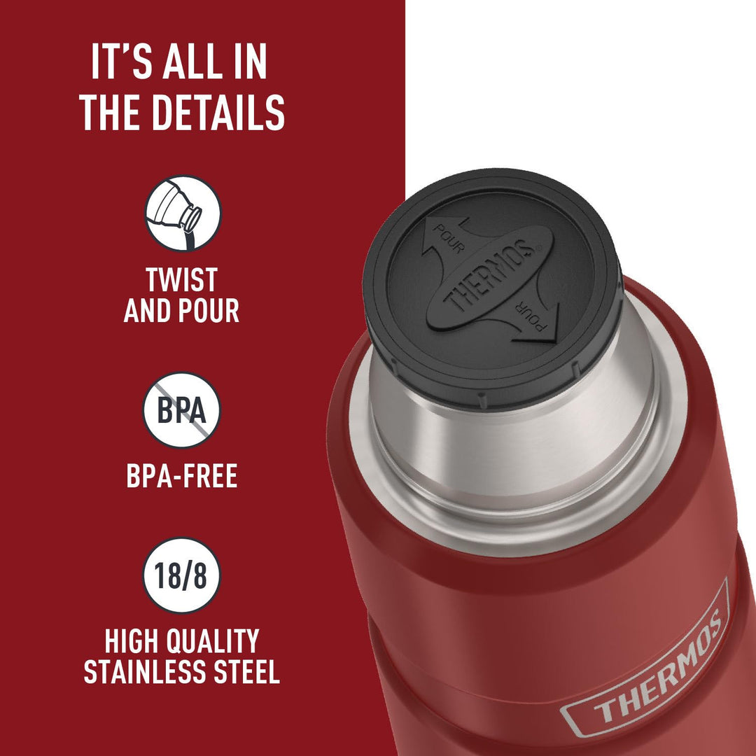 Thermos Stainless King 16 Ounce Compact Bottle, Stainless Steel, Gray