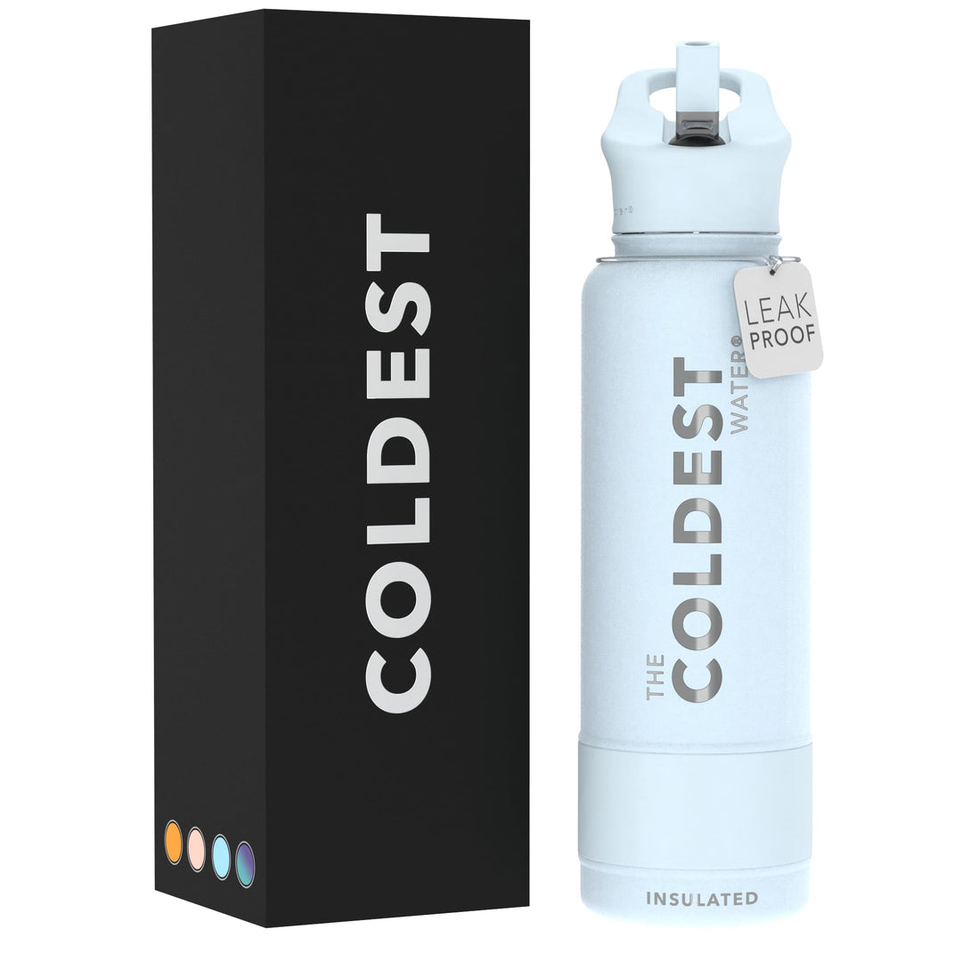 The Coldest Water COLDEST Sports Water Bottle -40 oz (Straw Lid), Leak Proof, Vacuum Insulated Stainless Steel, Hot Cold, Double Walled, Thermo Mug, Metal Canteen (40 oz, Astro Purple)