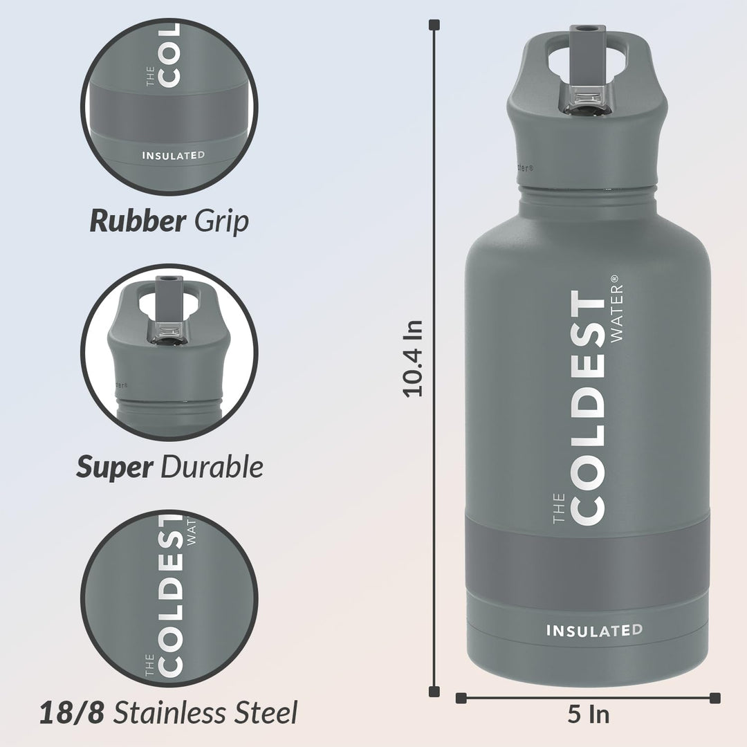 The Coldest Water COLDEST Sports Water Bottle -40 oz (Straw Lid), Leak Proof, Vacuum Insulated Stainless Steel, Hot Cold, Double Walled, Thermo Mug, Metal Canteen (40 oz, Astro Purple)