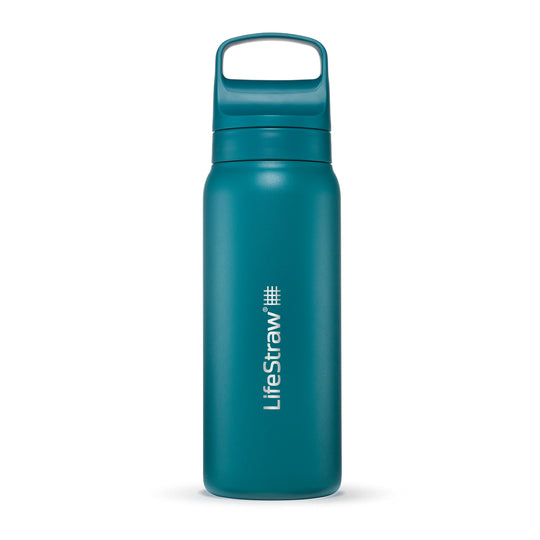 LifeStraw Go Series – Insulated Stainless Steel Water Filter Bottle for Travel and Everyday use removes Bacteria, parasites and microplastics, Improves Taste