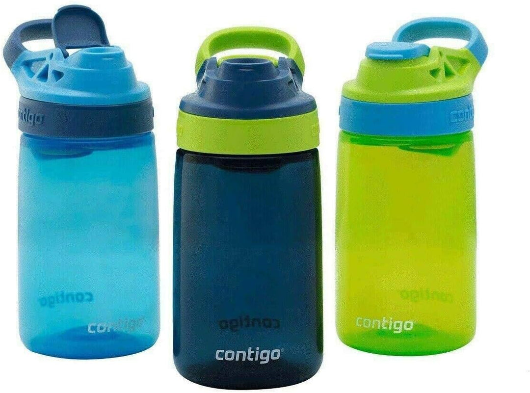 Contigo flasks Navy/Green/Blue Autoseal Sip Kids 415ml Water Bottles, 3 Pack