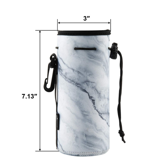 CM Neoprene Bottle Sleeve - Portable Insulator Cover with Drawstring for 18-20 Oz Bottle (Marble &amp; Van Gogh Painting Patterns, 2 pcs)
