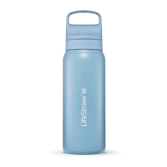 LifeStraw Go Series – Insulated Stainless Steel Water Filter Bottle for Travel and Everyday use removes Bacteria, parasites and microplastics, Improves Taste