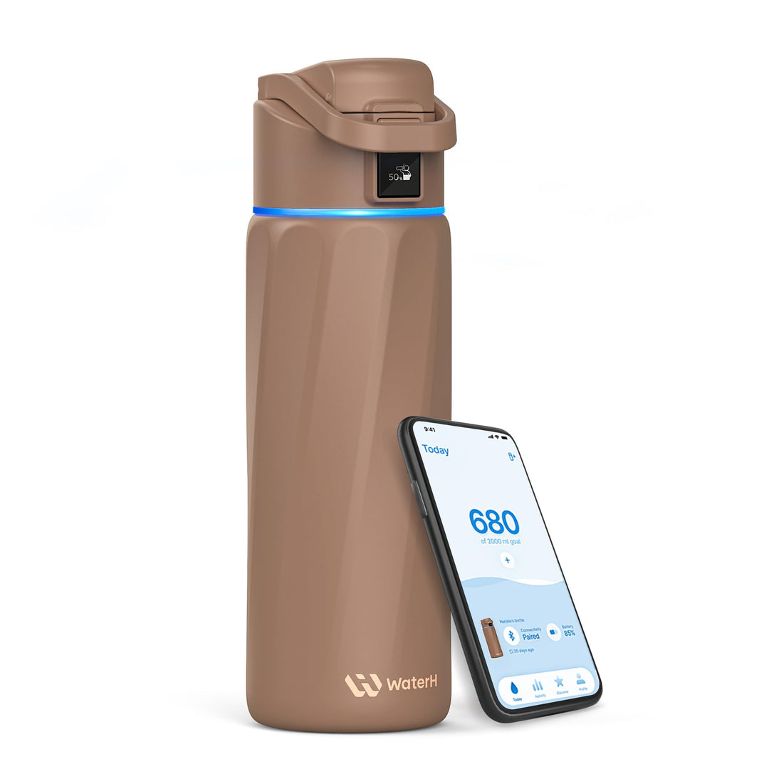 WATERH Boost Smart Water Bottle that Reminds You to Drink, BPA-Free Stainless Steel Vacuum Insulated Bottle, Wide Mouth Water Tracker Bottle with APP, Ideal for Father&
