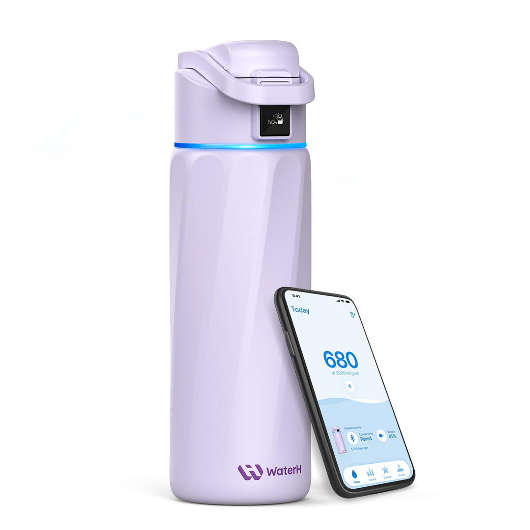 WATERH Boost Smart Water Bottle that Reminds You to Drink, BPA-Free Stainless Steel Vacuum Insulated Bottle, Wide Mouth Water Tracker Bottle with APP, Ideal for Father&