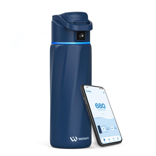 WATERH Boost Smart Water Bottle that Reminds You to Drink, BPA-Free Stainless Steel Vacuum Insulated Bottle, Wide Mouth Water Tracker Bottle with APP, Ideal for Father&