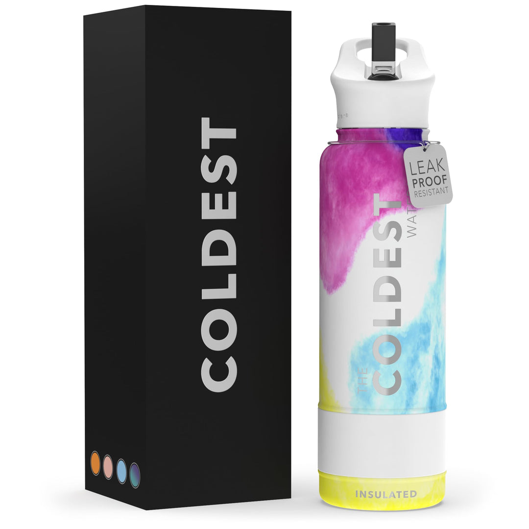 The Coldest Water COLDEST Sports Water Bottle -40 oz (Straw Lid), Leak Proof, Vacuum Insulated Stainless Steel, Hot Cold, Double Walled, Thermo Mug, Metal Canteen (40 oz, Astro Purple)
