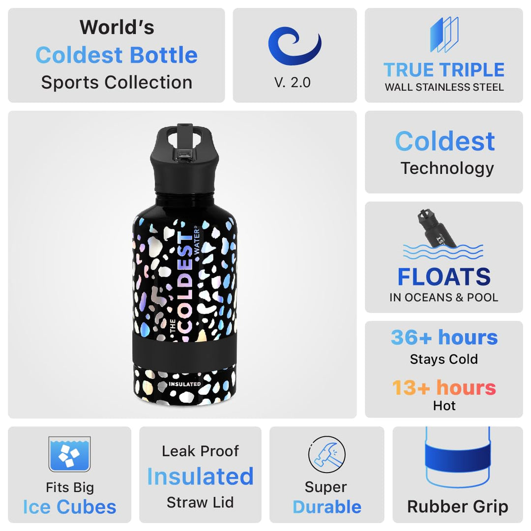 The Coldest Water COLDEST Sports Water Bottle -40 oz (Straw Lid), Leak Proof, Vacuum Insulated Stainless Steel, Hot Cold, Double Walled, Thermo Mug, Metal Canteen (40 oz, Astro Purple)