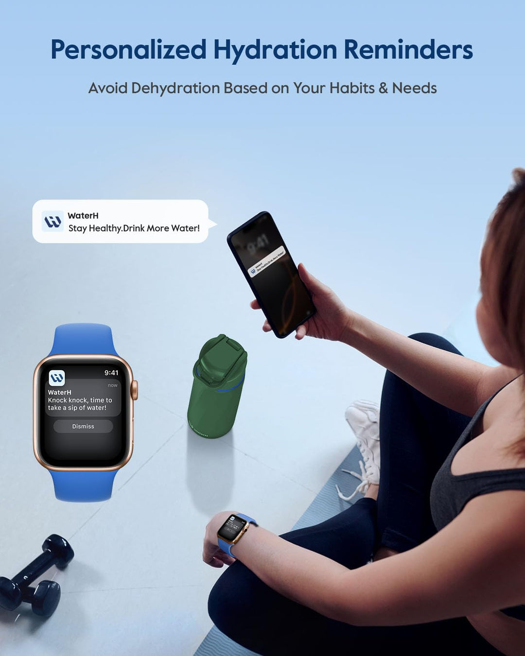 WATERH Boost Smart Water Bottle that Reminds You to Drink, BPA-Free Stainless Steel Vacuum Insulated Bottle, Wide Mouth Water Tracker Bottle with APP, Ideal for Father&