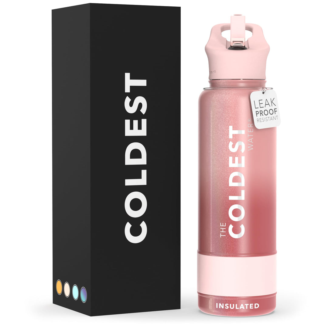 The Coldest Water COLDEST Sports Water Bottle -40 oz (Straw Lid), Leak Proof, Vacuum Insulated Stainless Steel, Hot Cold, Double Walled, Thermo Mug, Metal Canteen (40 oz, Astro Purple)