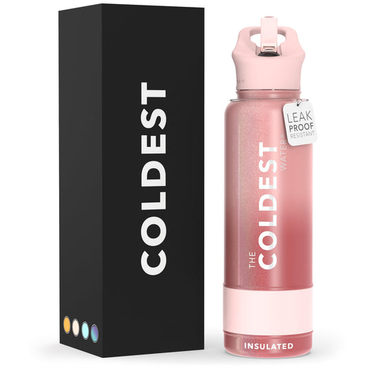 The Coldest Water COLDEST Sports Water Bottle -40 oz (Straw Lid), Leak Proof, Vacuum Insulated Stainless Steel, Hot Cold, Double Walled, Thermo Mug, Metal Canteen (40 oz, Astro Purple)