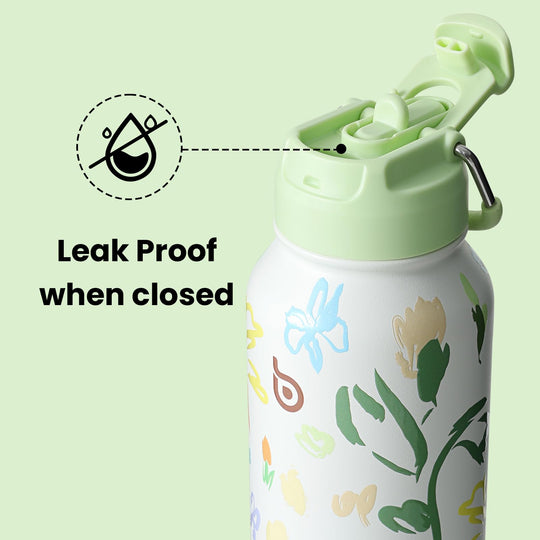 BOTTLE BOTTLE Insulated Water Bottle 950ml(32oz) Stainless Steel Sports Water Bottles with Straw Dual-use Lid Drink Flask Design for Gym with Pill Box (denim beats)