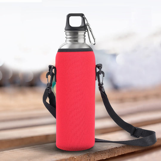 Neoprene Water Bottle Carrier Bag, 1000ML/34OZ Blue Insulated Beverage Bottle Can Sleeves Covers Coolers Holder with Strap