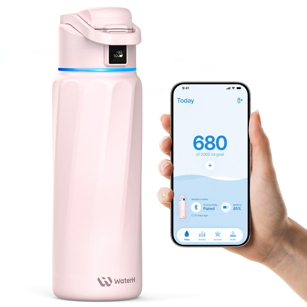 WATERH Boost Smart Water Bottle that Reminds You to Drink, BPA-Free Stainless Steel Vacuum Insulated Bottle, Wide Mouth Water Tracker Bottle with APP, Ideal for Father&