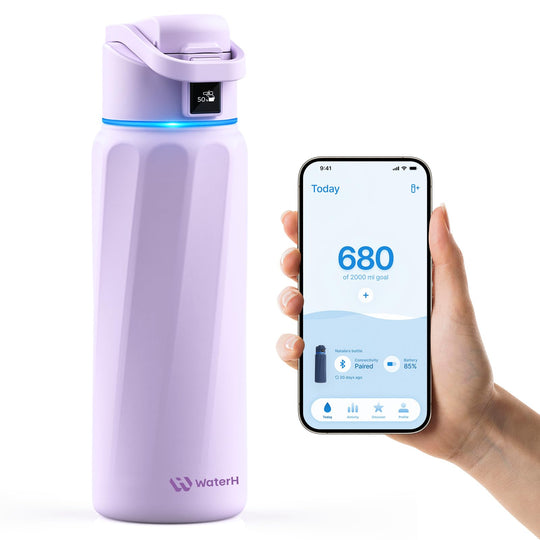 WATERH Boost Smart Water Bottle that Reminds You to Drink, BPA-Free Stainless Steel Vacuum Insulated Bottle, Wide Mouth Water Tracker Bottle with APP, Ideal for Father&