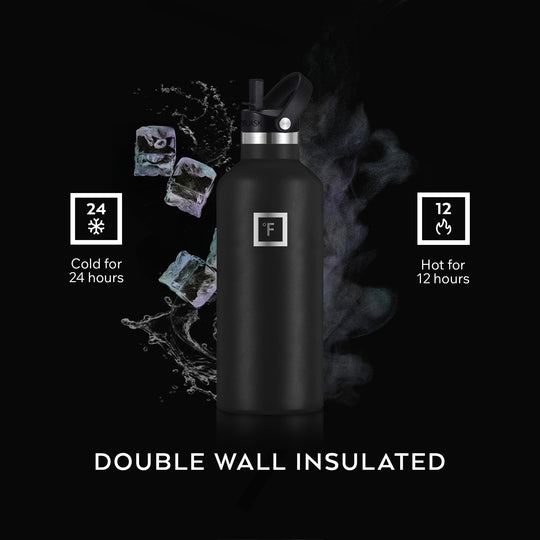 IRON °FLASK Camping &amp; Hiking Hydration Canteen - 24/32 oz with 3 Lids - Insulated Water Bottle with Straw - Double Walled Stainless Steel - Vacuum Leak Proof BPA Free - Travel Sports Gym Flask