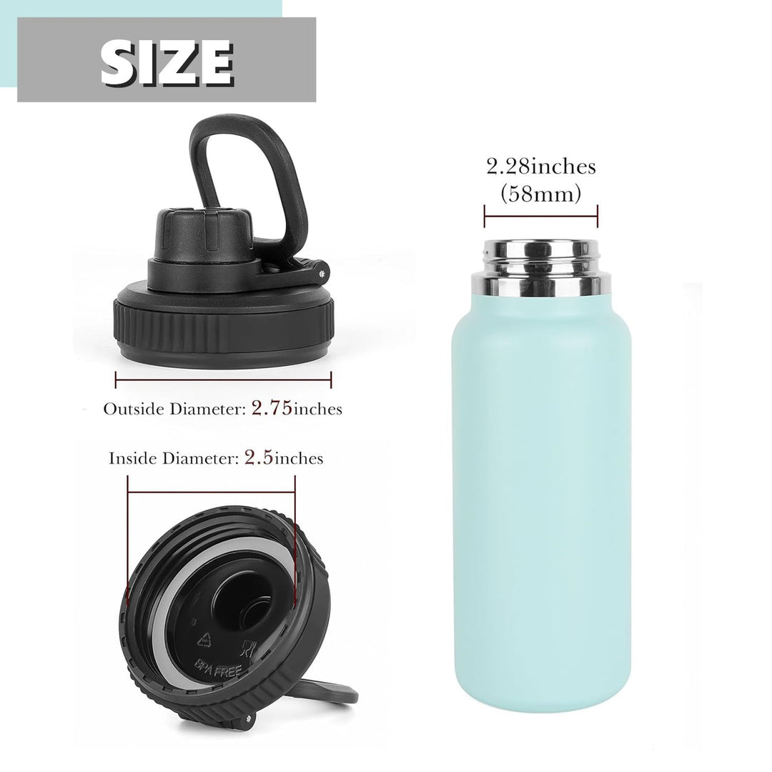 Aurora Spout Lid for Hydro Flask Wide Mouth 12, 16,18,20, 32, 40, 64 OZ Water Bottles Flip Lid for Hydro flask Wide Mouth (Black, 2Pcs)